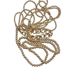 Vintage Signed Napier Chain 2 Necklaces And 1 Bracelet Collection Lot Goldtone C